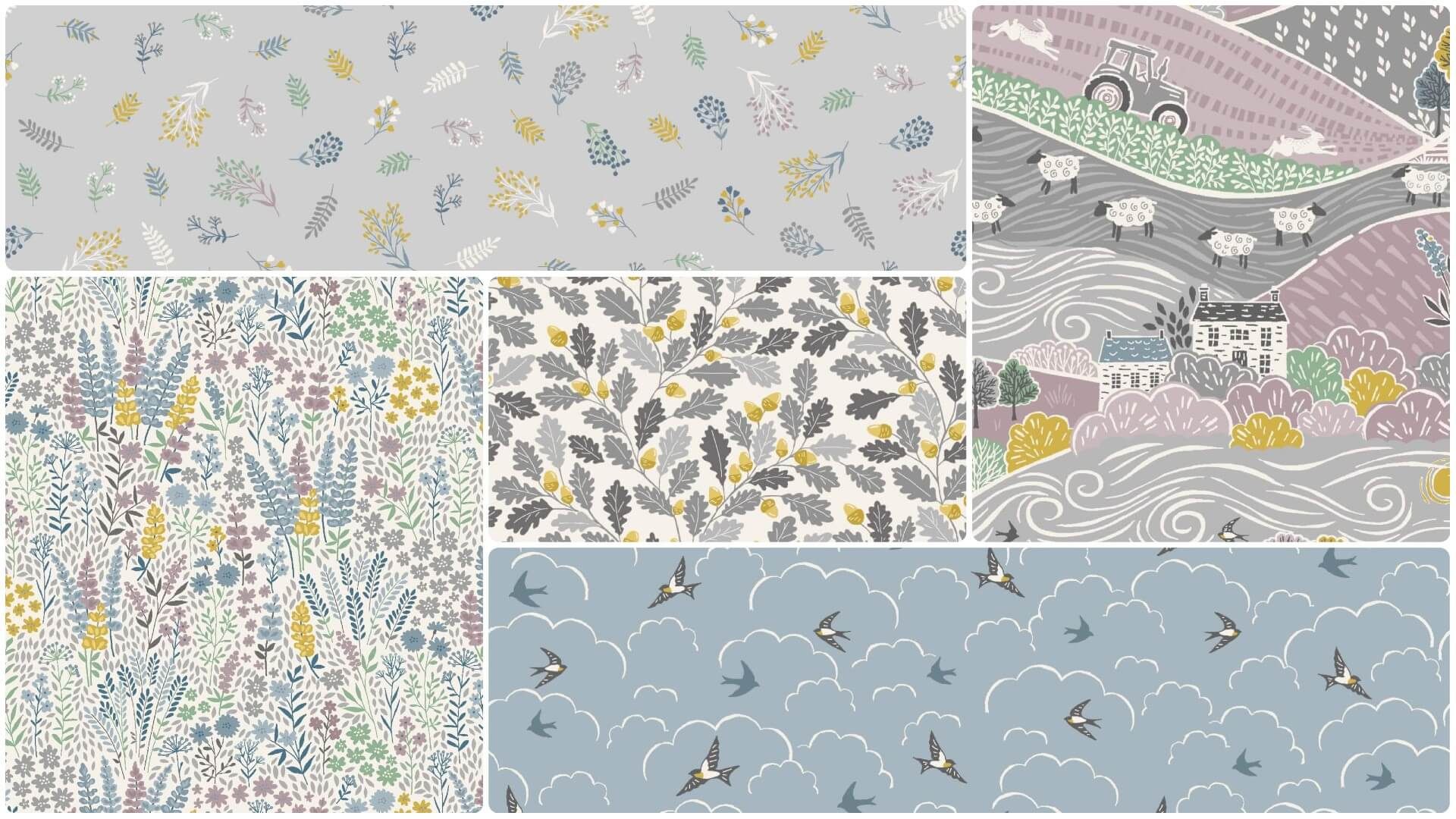 Makower quilting fabric - Heather & Sage Collection