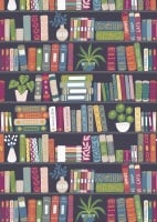 Lewis and Irene Bookworm - Book Shelves on Black (Â£12 per metre)