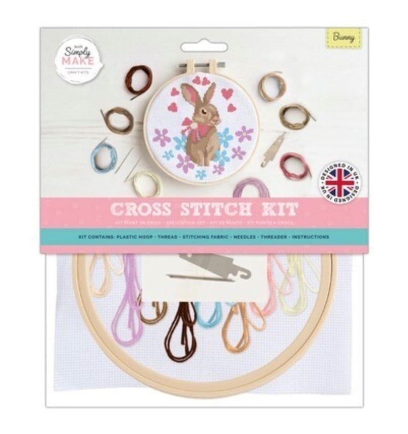 Simply Make | Cross Stitch Kit with hoop (20cm*) | Bunny