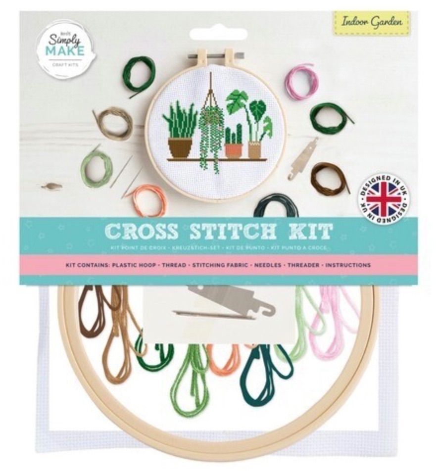 Simply Make | Cross Stitch Kit with hoop (20cm*) | Indoor Garden