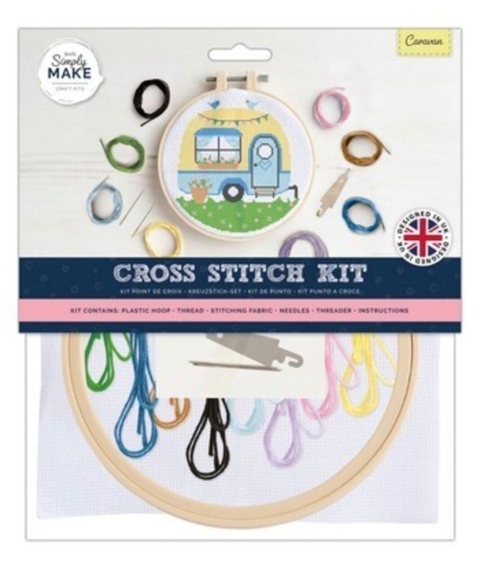 Simply Make | Cross Stitch Kit with hoop (20cm*) | Caravan