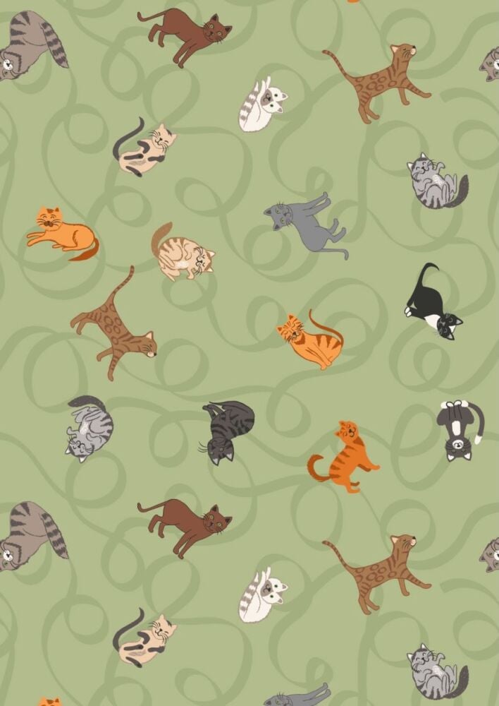 Lewis and Irene | Paws & Claws | Cats on Blue (£12.60 metre)