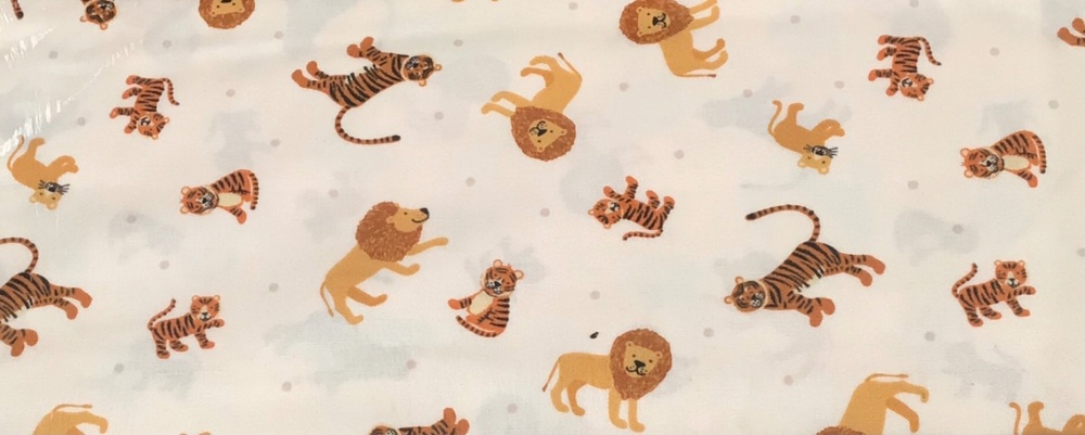 Lewis and Irene | Small Things... Wild Animals | Lions and Tigers on Cream (£12.60 metre)