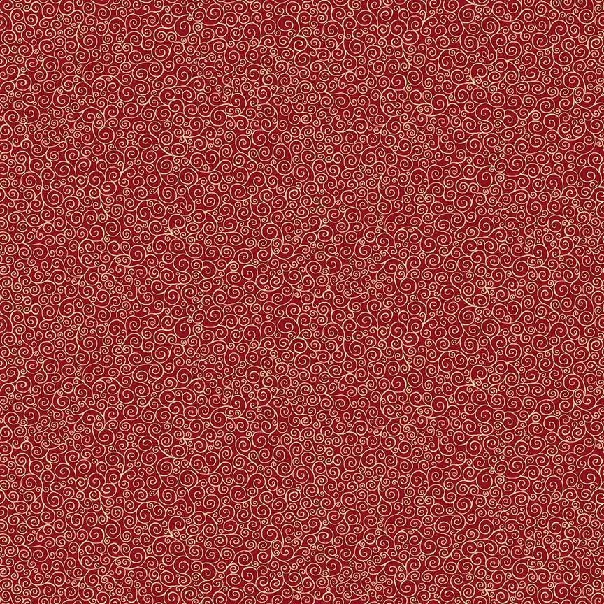 Makower | Good Tidings | Scroll - Red | Metallic (£13 metre)