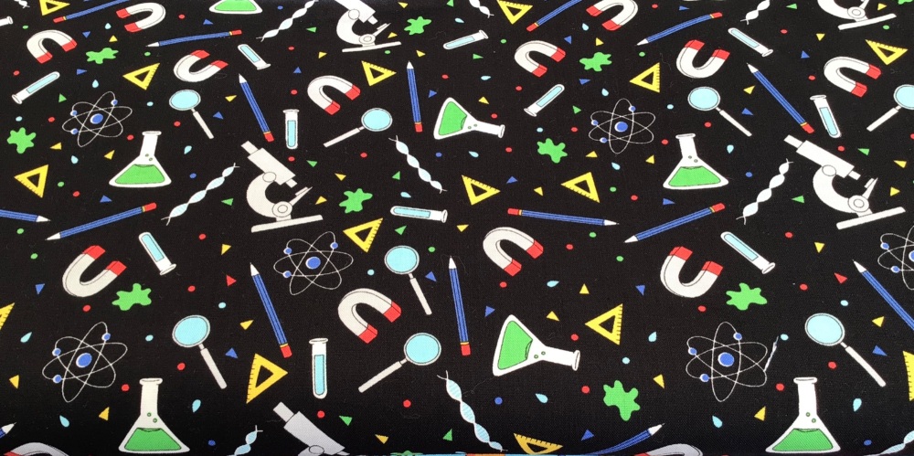 Blank Quilting | Top of the Class | Science on Black (£13 metre)