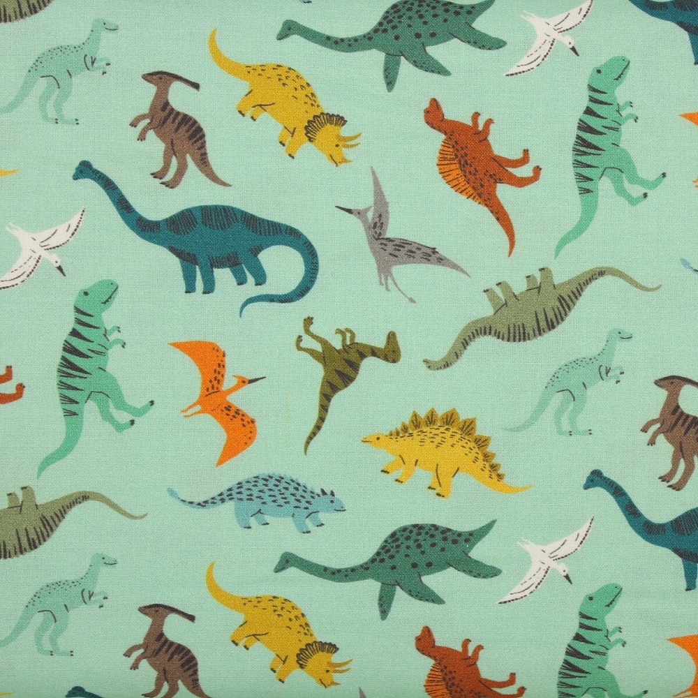 LAST FAT QUARTER! | Dashwood Studio | Roar | Tossed Dinosaurs on Light Teal (£13 metre)