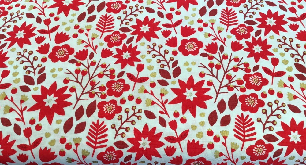 Dashwood Studio | Starlit Hollow | Red | Metallic | Floral (£12 metre)