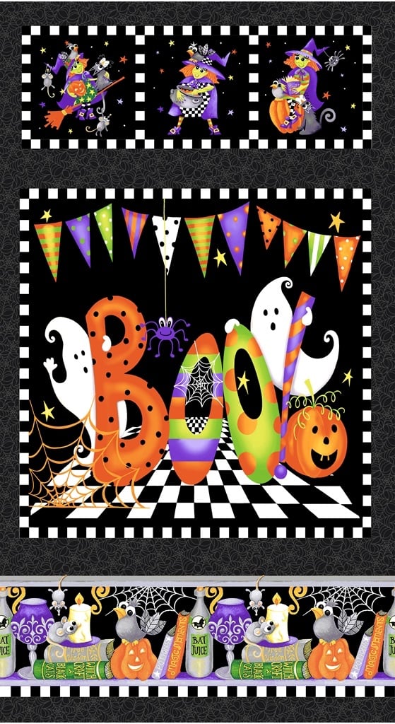 Henry Glass | Boo | Halloween Fabric Panel | Glow in the Dark 62cm