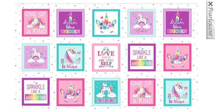 Benartex | Unicorn Magic | 15-Block Fabric Panel 60cm