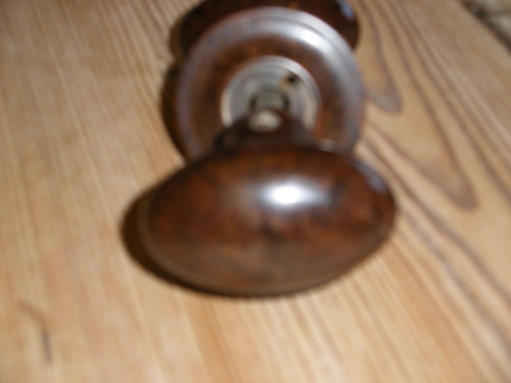 Reclaimed oval  bakelite door handles.