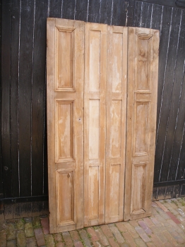 Victorian stripped pine window shutters