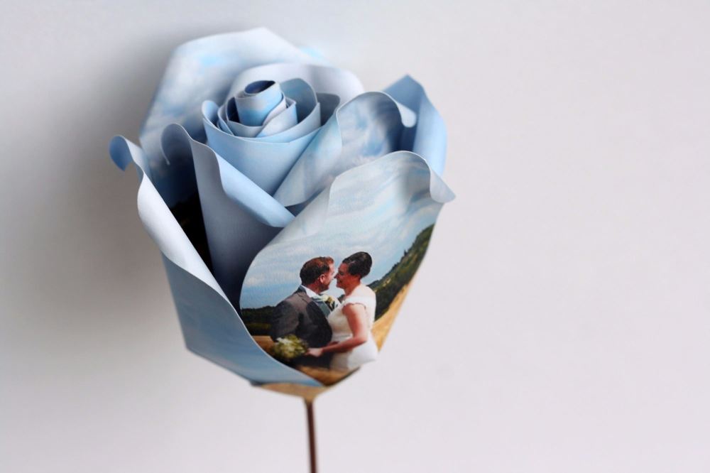 Single Personalised Photograph Paper Rose with Display Box