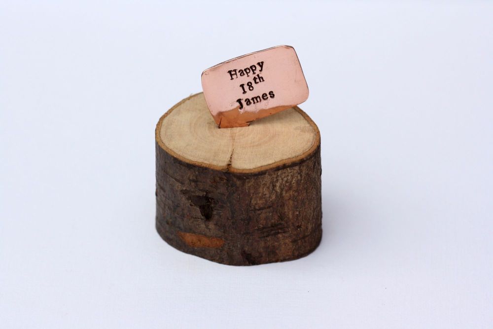 Create Your Own Message - Wooden Log & Copper Quote Display
