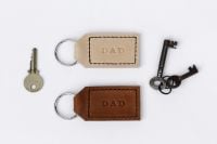 Handmade Leather Personalised Key Ring Gift for Dad - Thick Tan & Cream