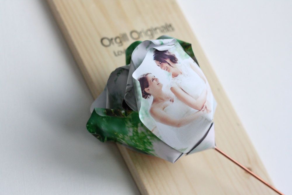 Single Personalised Photograph Paper Rose and Display Box