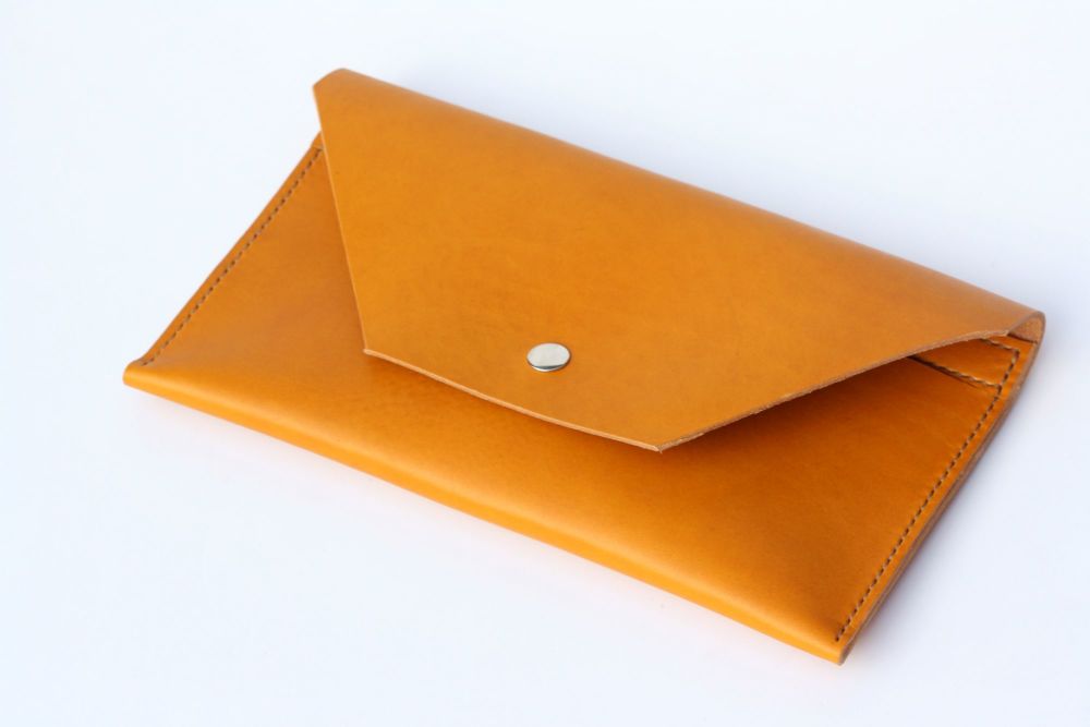 Orange Leather Clutch