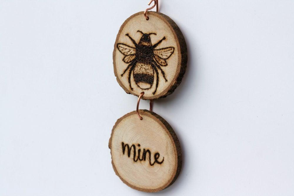 Hanging Wood Slice & Copper Bee Mine Wall Decoration 3