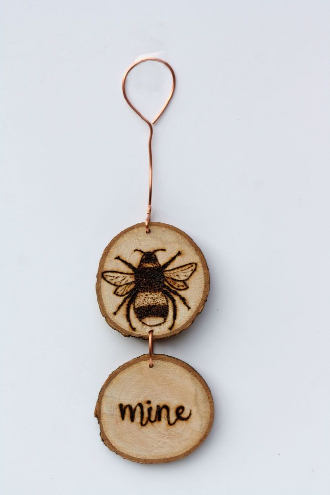 Hanging Wood Slice & Copper Bee Mine Wall Decoration 3