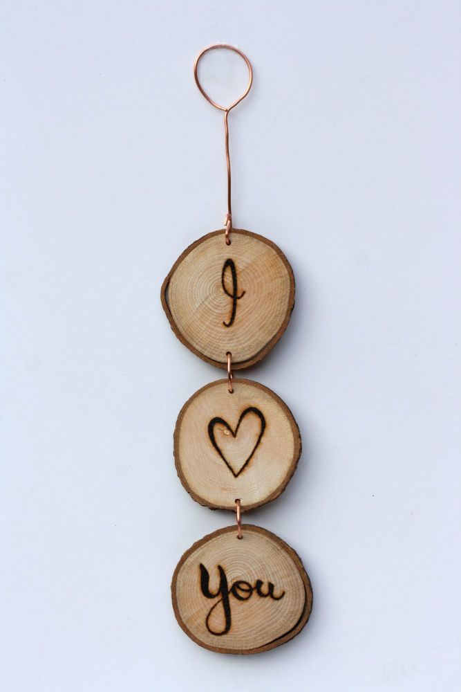 Hanging Wood Slice & Copper I 