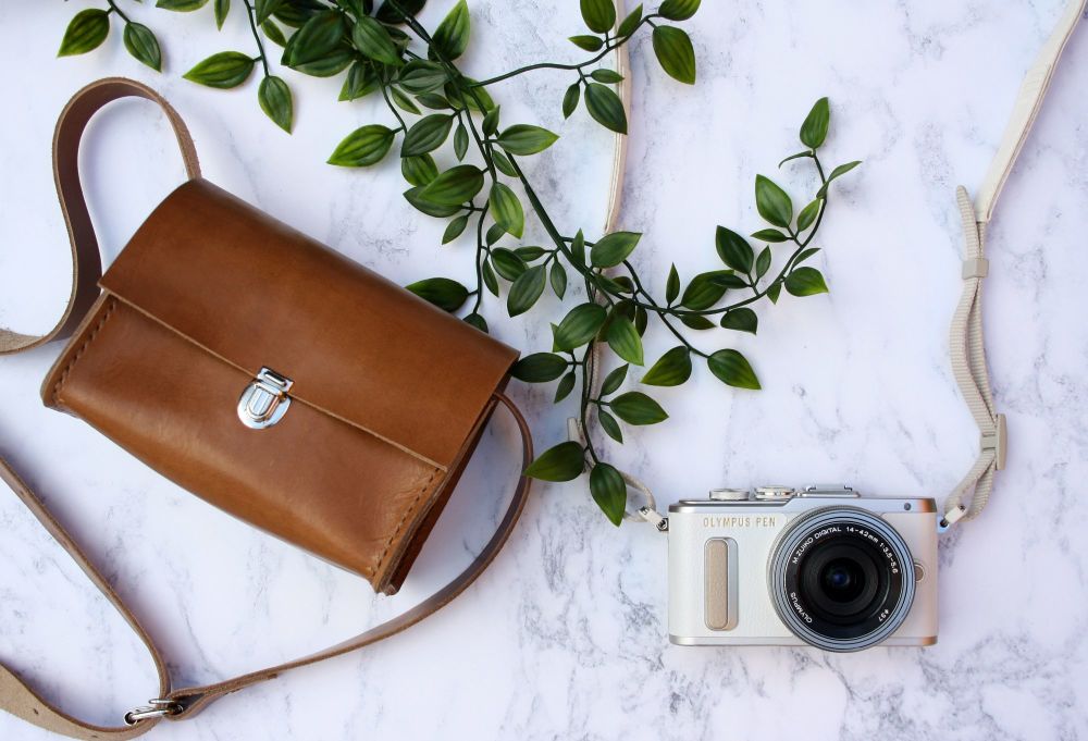 Handmade Leather Camera Case - Tan Brown Leather Photography Bag Hand ...