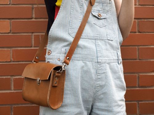 Brown Leather Shoulder Utility Bag 4