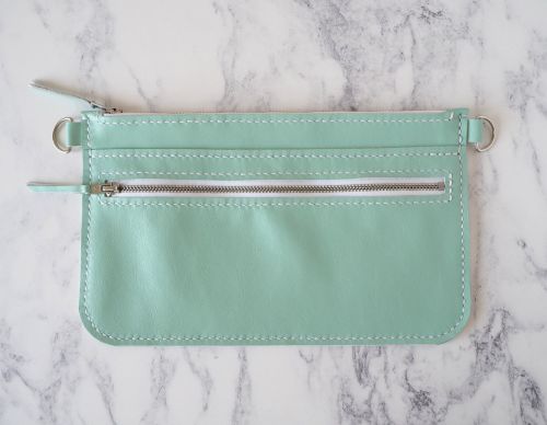 Mint Green Leather Zip Bag