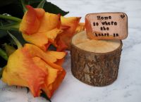 Wooden Log & Copper Quote Display - Home & Heart
