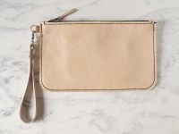 Leather Wristlet Clutch Bag - Thick Natural Cream - SECONDS