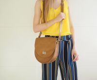 Genuine Hand Stitched Leather Saddle Bag - Thick Tan Brown