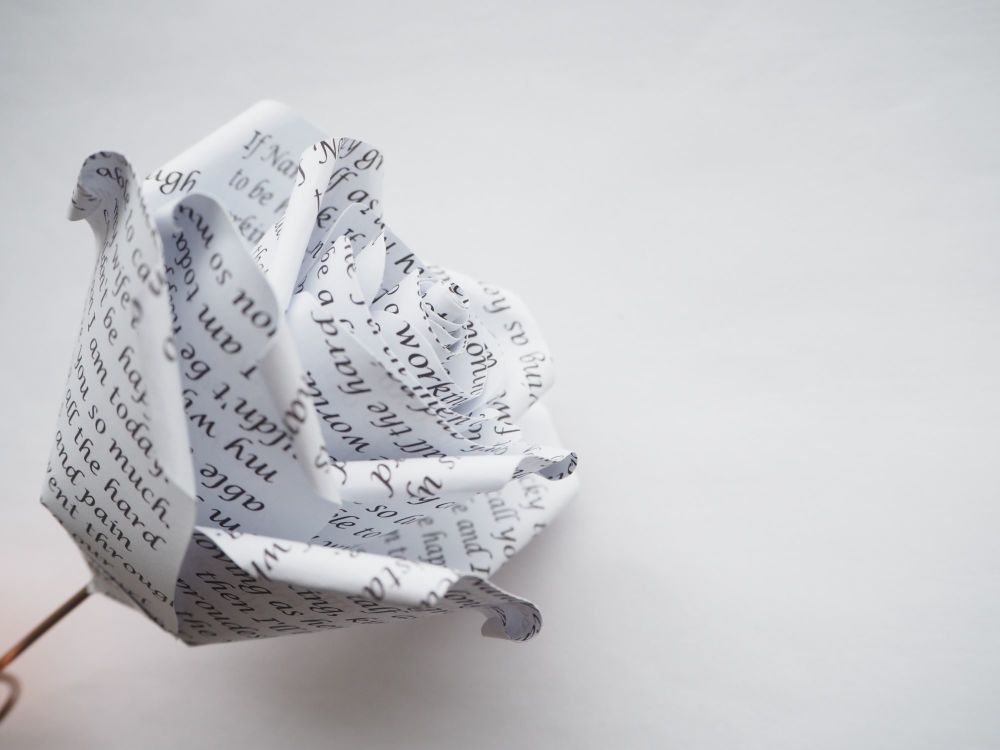 Single Personalised Speech, Song, Wording Paper Rose and Display Box