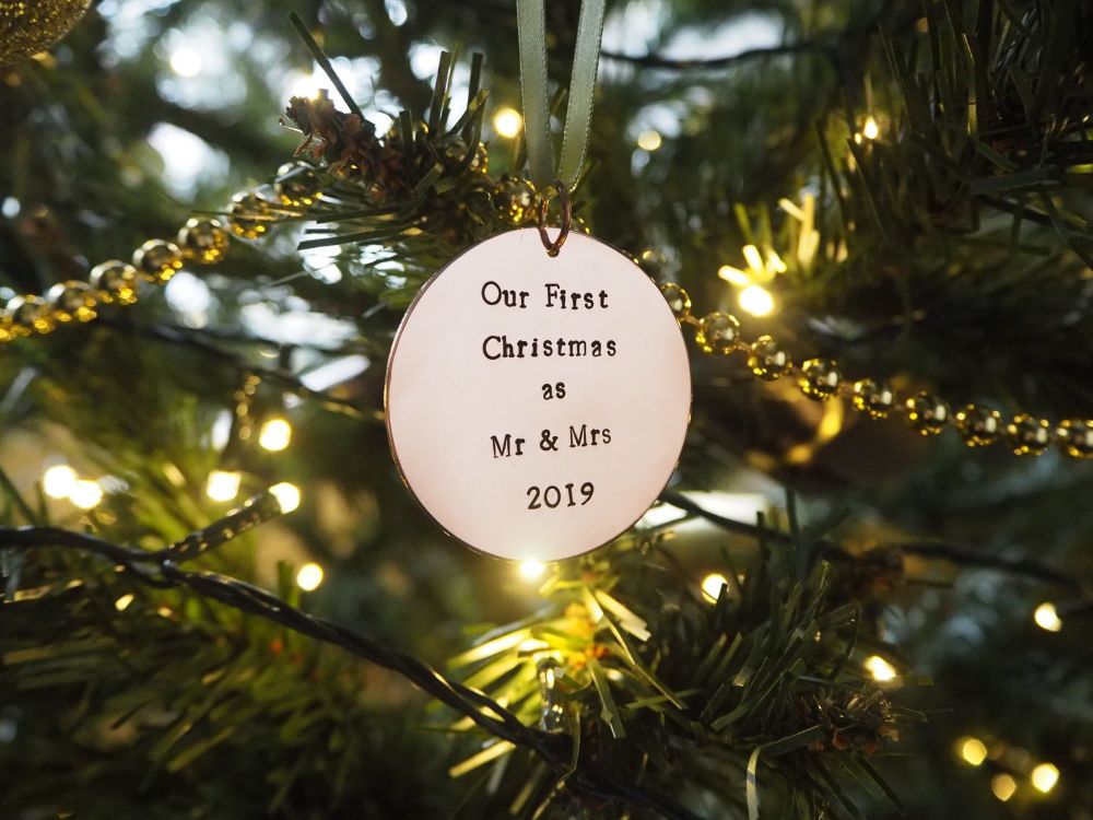 Copper Bauble - Personalised Our First Christmas