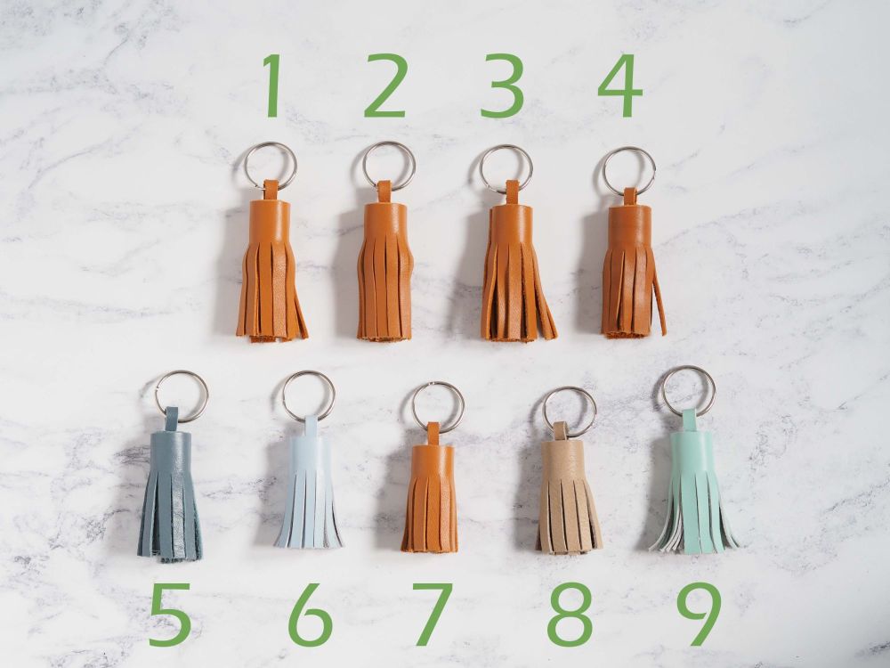 Handmade Leather Tassel Key Rings - Mixed Colours