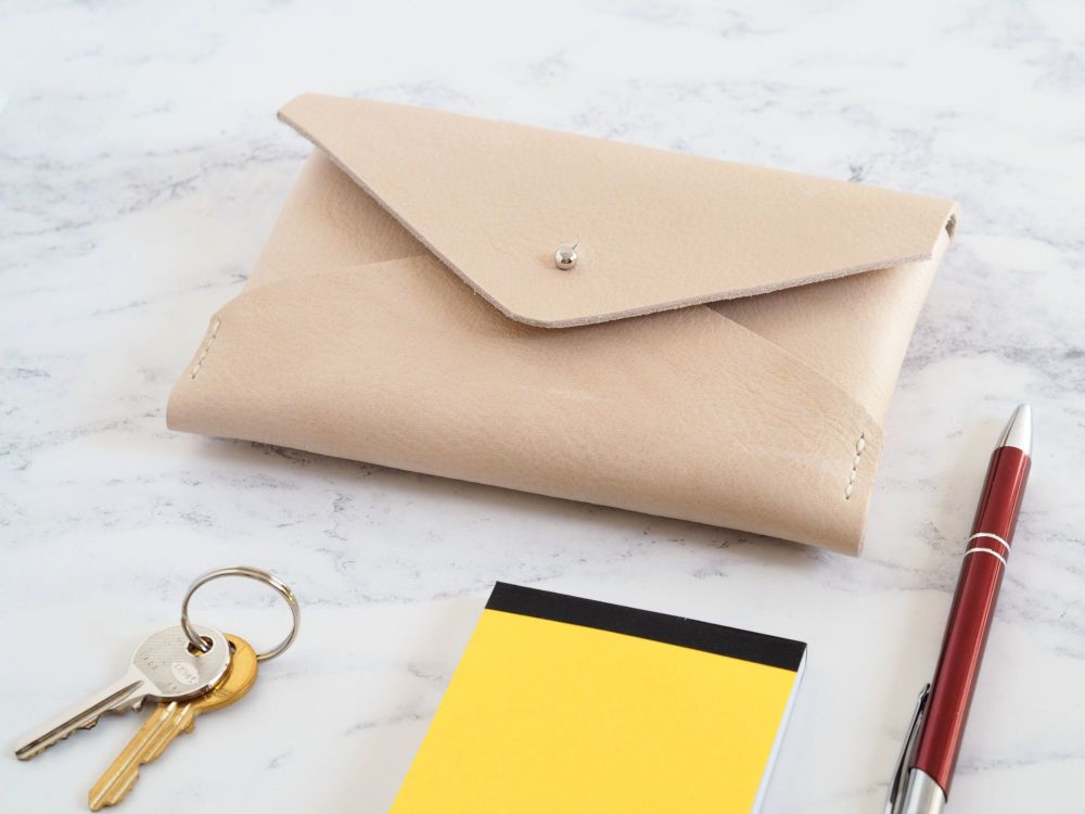 Minimalist Leather Folded Pouch - Multiple Sizes & Colours Available