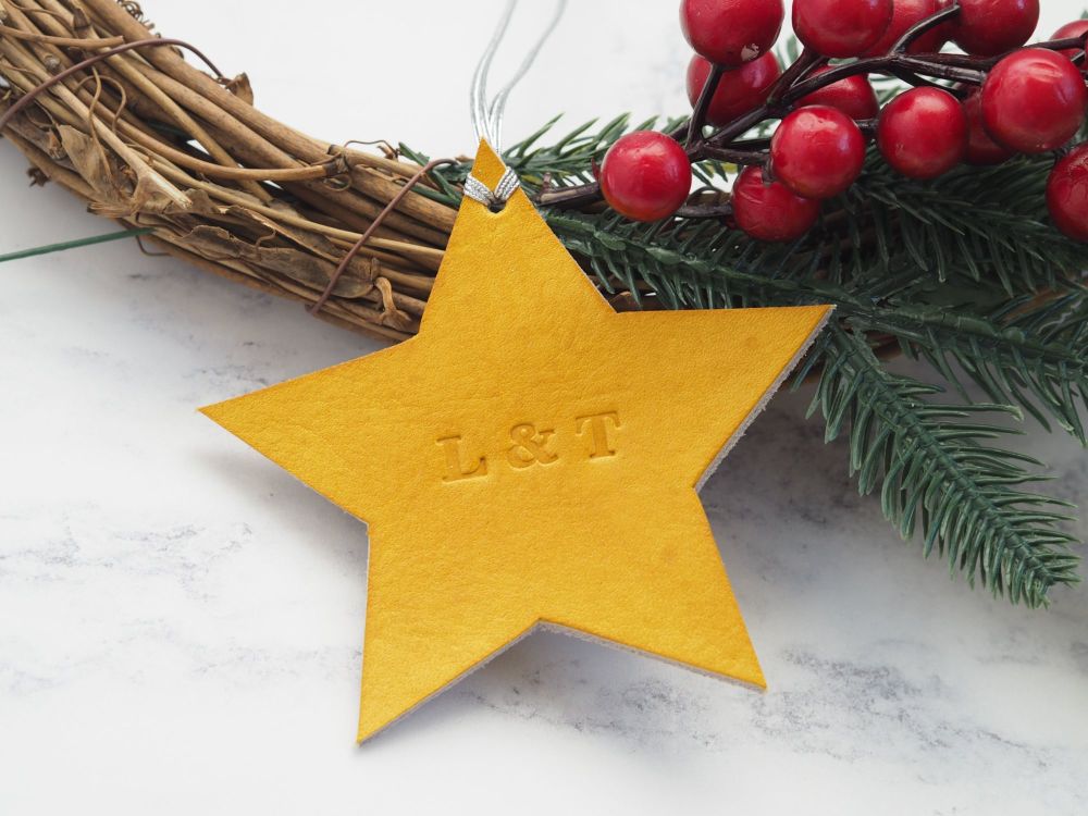 Handmade Leather Personalised Star Decorations