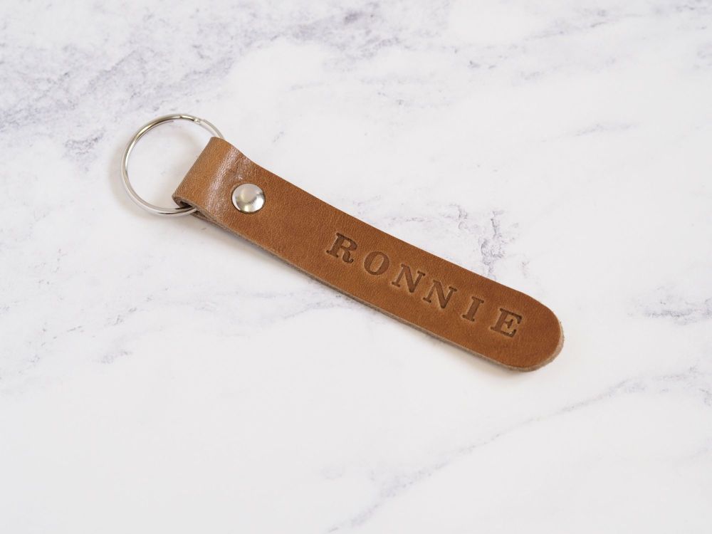 Handmade Leather Personalised Name Key Ring - Multiple Colours