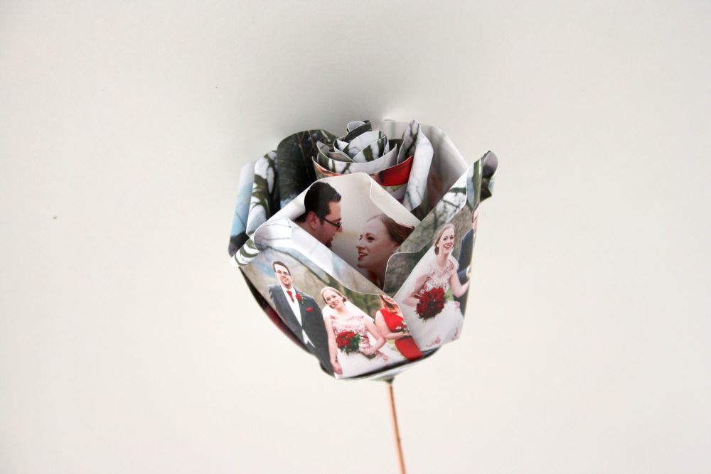 Single Personalised Photograph Paper Rose