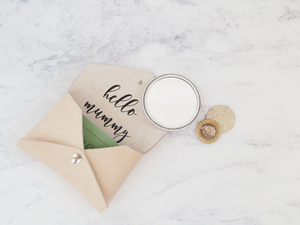 Folded Leather Coin Purse, Card Holder Pouch - Hello Mum, Mummy, Mama, Nanny, Granny