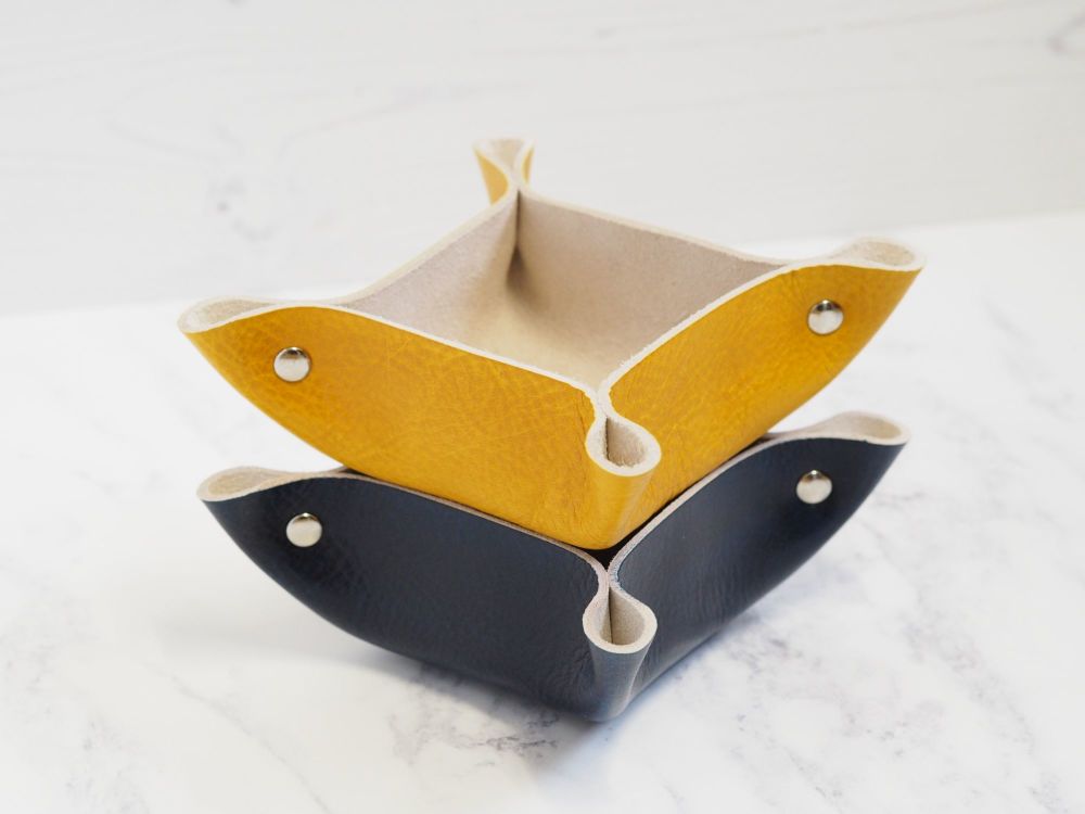 Genuine Handmade SMALL Leather Coin Tray with Vinyl - Colour Pop Edition