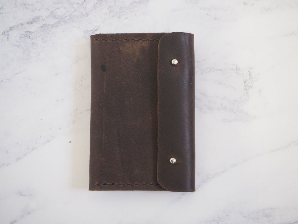 Genuine Handmade Leather Key Holder Pouch - Rustic Brown