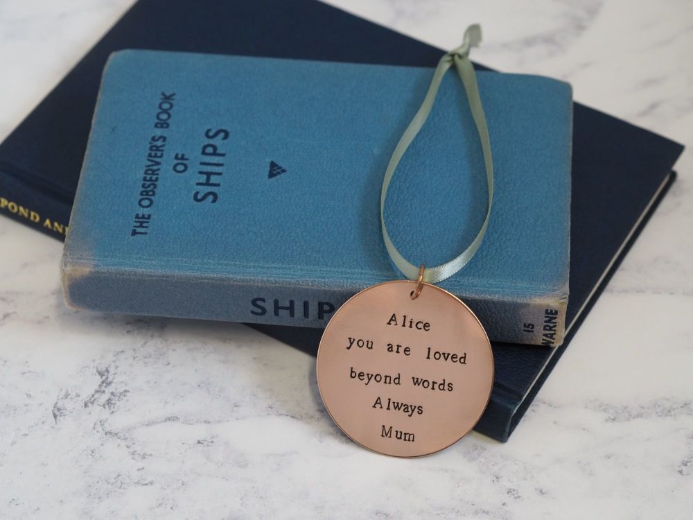 Copper Hanging Medal Decoration - Personalised Medal Gift