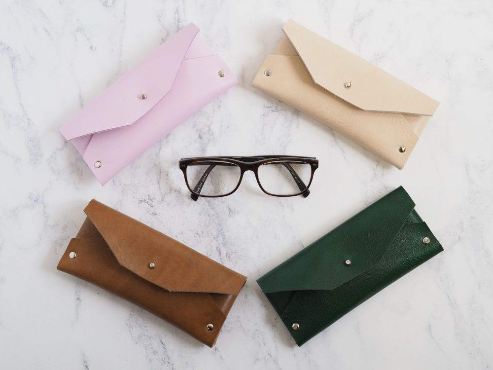 Folded Leather Glasses Sleeves - Multiple Colours