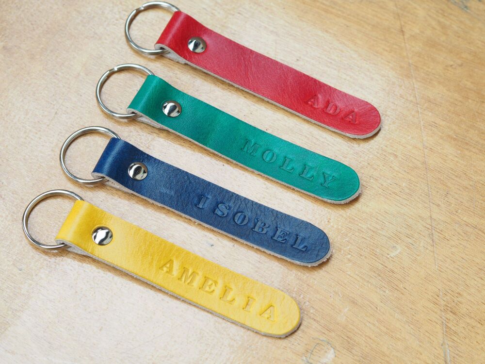 Leather Personalised Name Key Ring - Multiple Colours - SUPER SECONDS