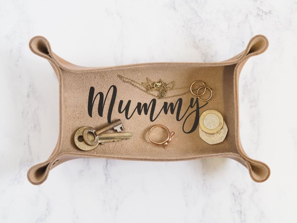 Leather Rectangle Coin Tray with Vinyl - Mummy - Tan Brown - SUPER SECONDS