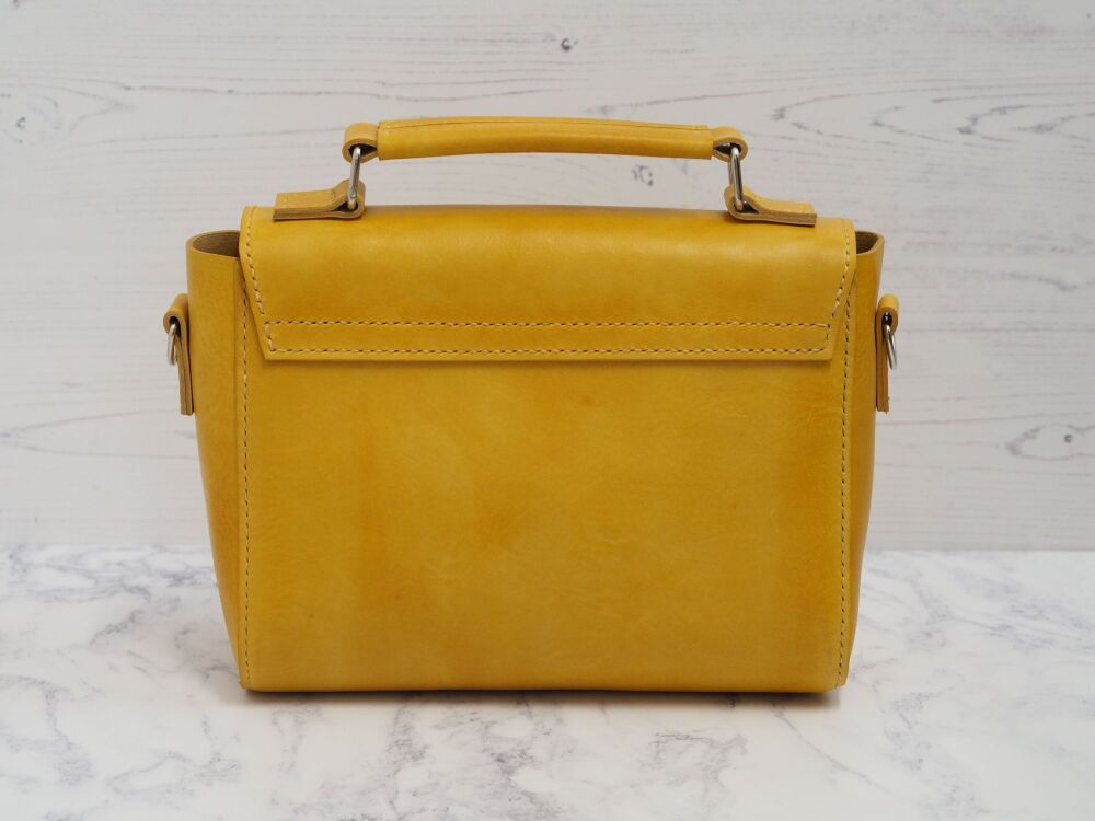 Genuine Hand Stitched Leather Jolie Bag - Hand Dyed Golden Yellow