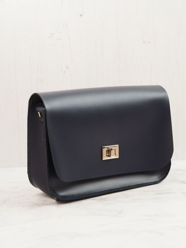 Genuine Hand Stitched Leather 'Abigail' Bag - Dark Blue