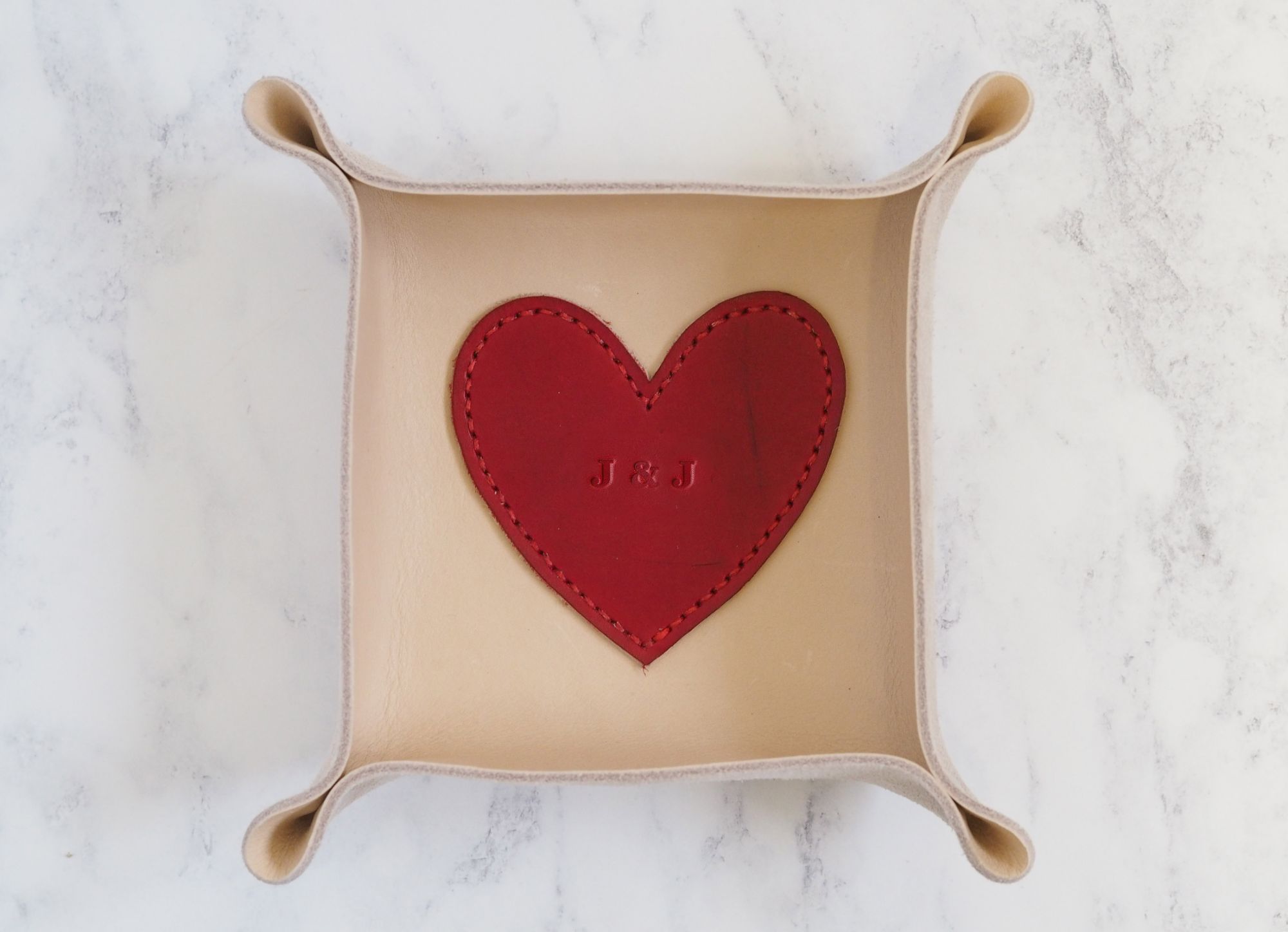 Personalised Heart Leather Coin Tray