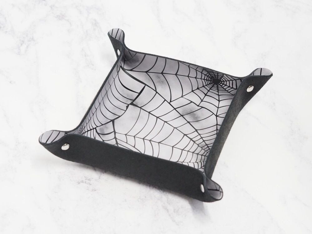 Leather Coin Tray - Spider Web