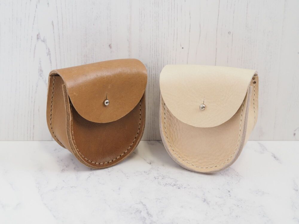 Leather Camera Lens / Bits and Bobs Pouches - Tan & Cream