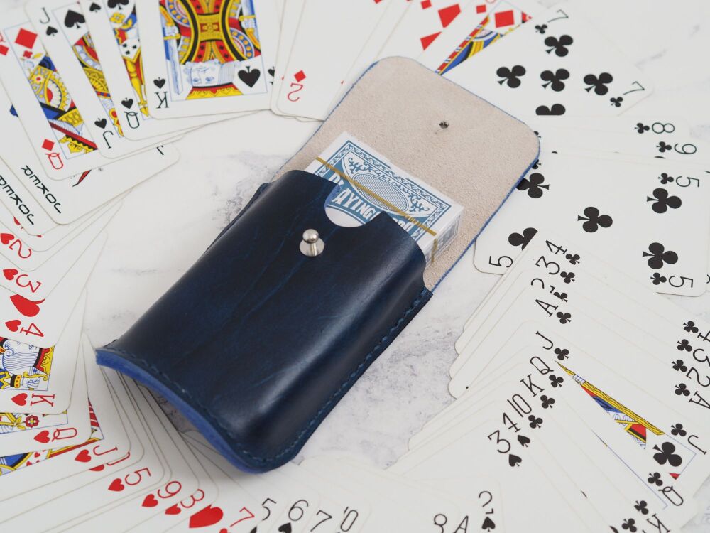 Genuine Leather Playing Card Holder & Playing Cards - Multiple Colours