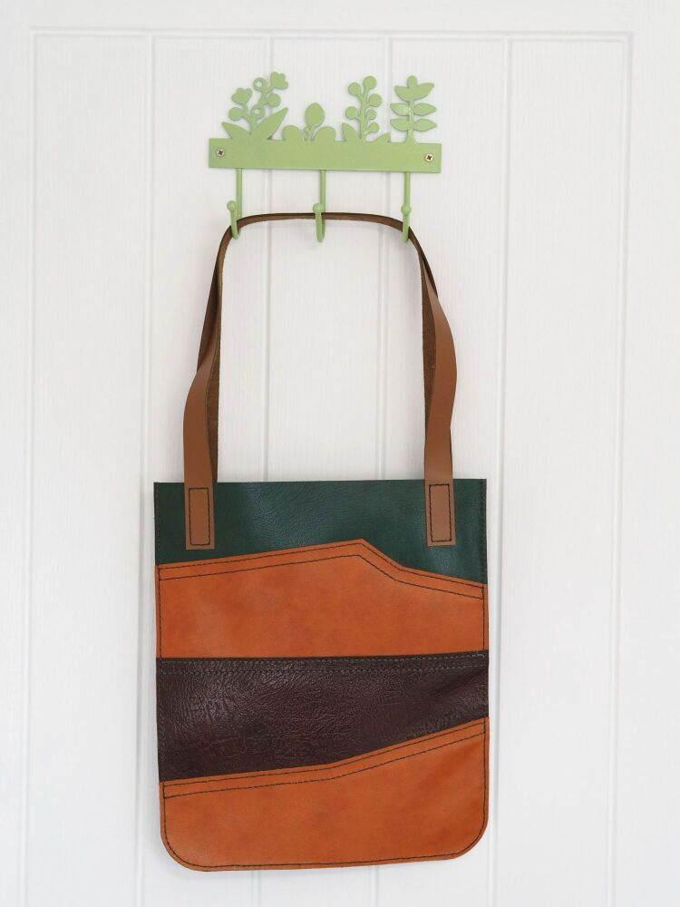 Genuine Hand Stitched Leather Tote Bag - Textured Colour Mix